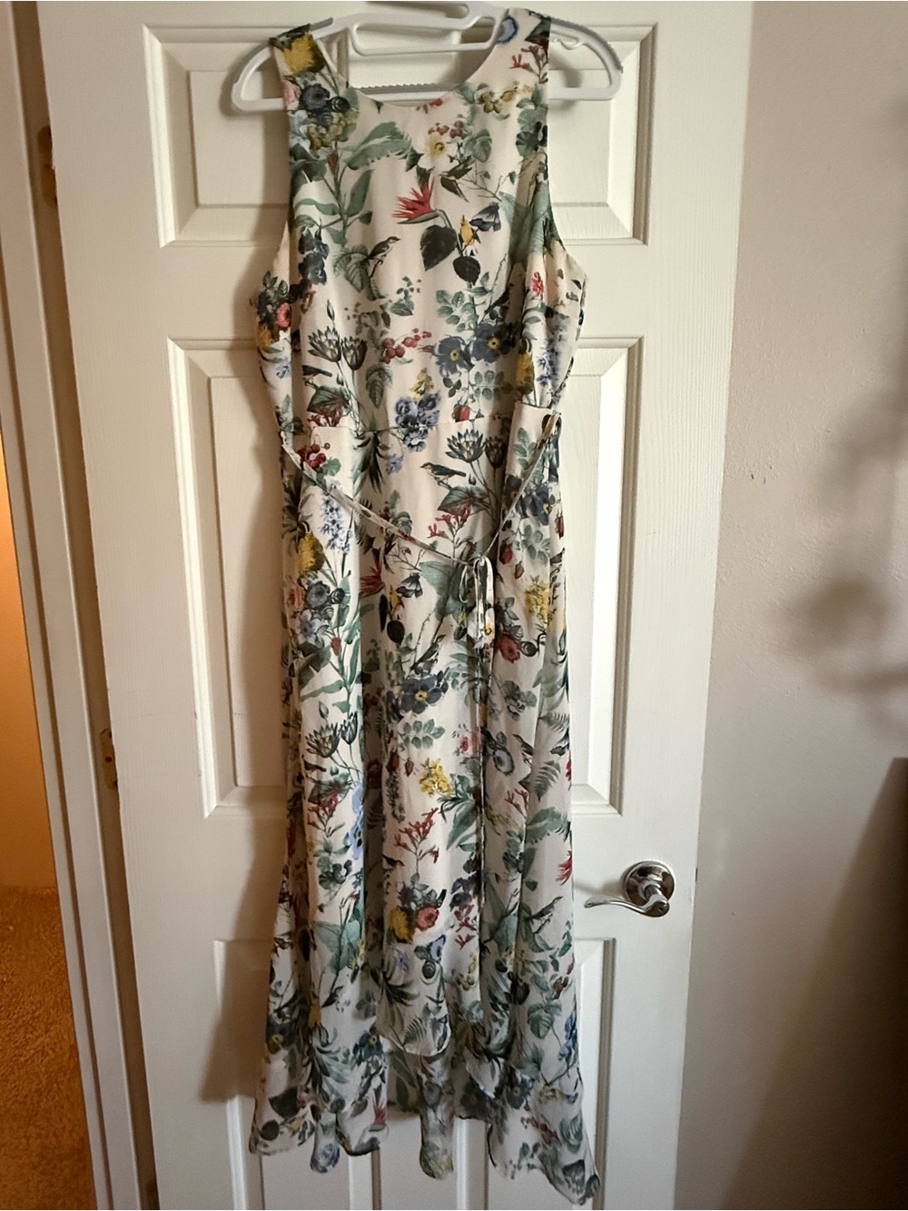 Banana Republic Ivory Maxi Dress with Multicolor Botanical Print